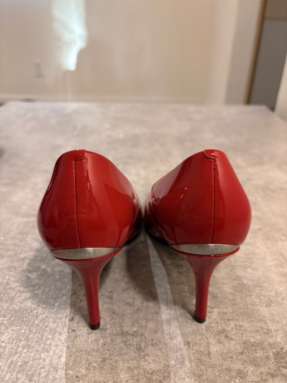 Calvin Klein Red Patent Pointed Toe Pumps - Size 8